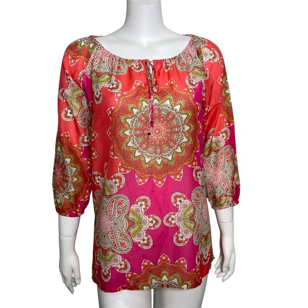 Tommy Bahama Tunic Shirt  Womens Size S Pink Paisley Lightweight Pullover